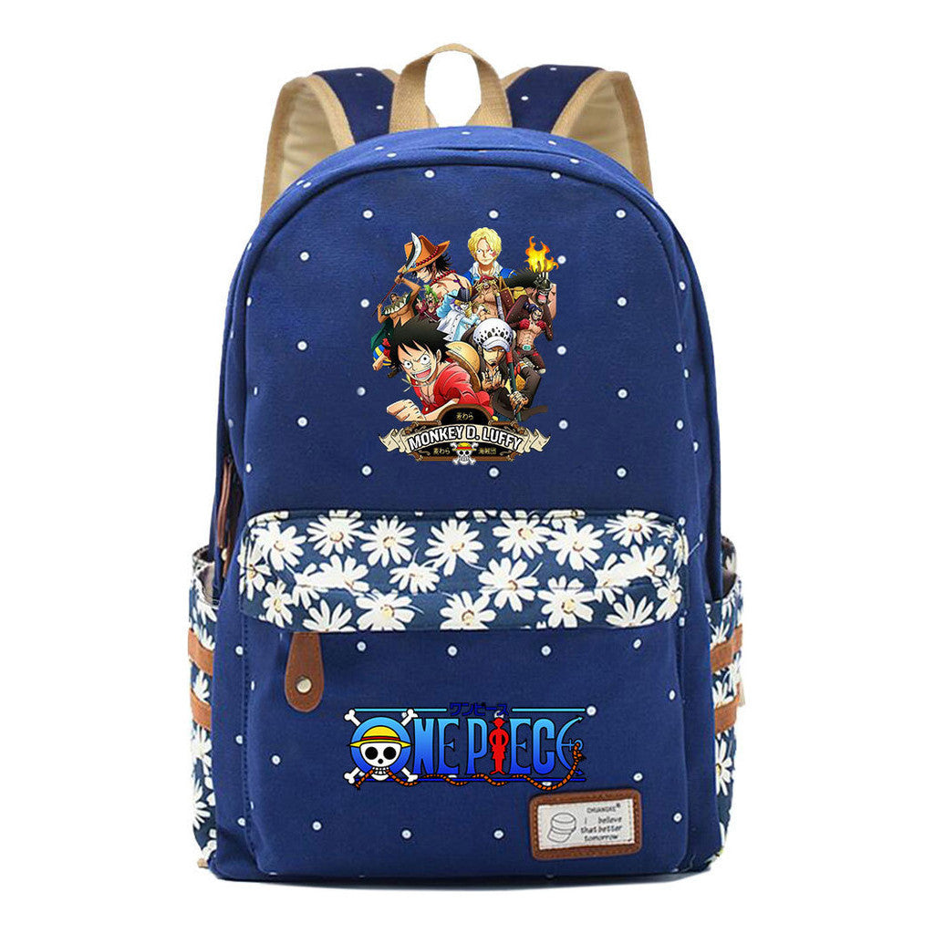 Anime Pirate Wang Lufei Printed Book Bag Fragmented Flower Leisure Backpack