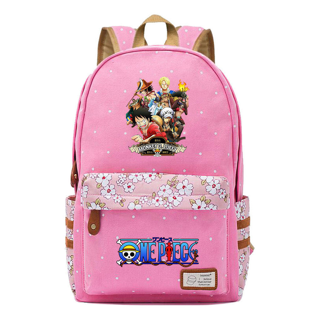Anime Pirate Wang Lufei Printed Book Bag Fragmented Flower Leisure Backpack