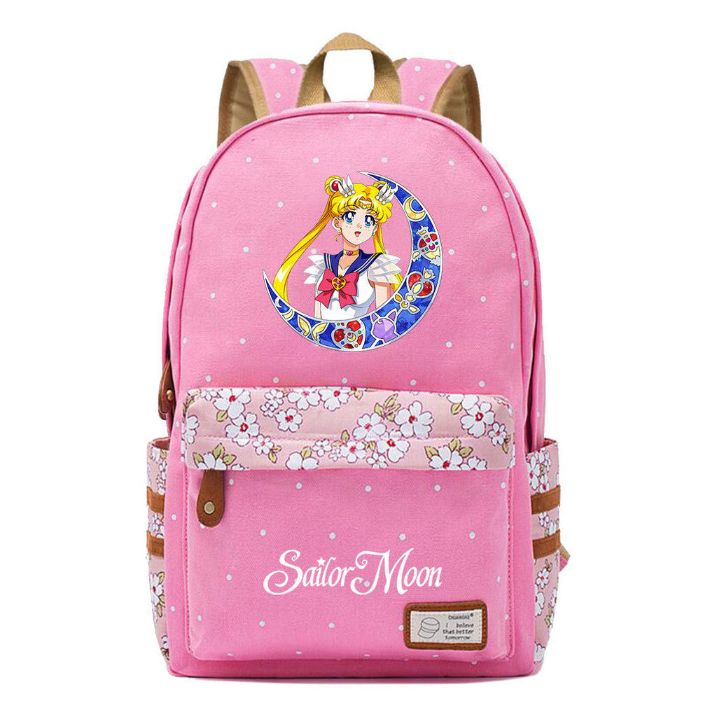 Anime Surrounding Beauty Girl Warrior Youth Student School Bag Fragmented Flower Boy's And Girl's Leisure Backpack