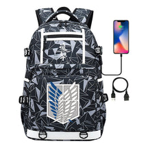 The Giant Soldier Captain Of The Manga Attack Printed Usb Youth Student Backpack Men's And Women's Backpack Leisure Travel Backpack
