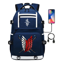 The Giant Soldier Captain Of The Manga Attack Printed Usb Youth Student Backpack Men's And Women's Backpack Leisure Travel Backpack
