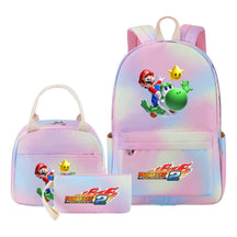 Super Mario Youth Student Girls School Bag Lunch Bag Three Piece Backpack Set