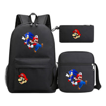 Super Mario Printed Student Backpack Three Piece Set For Men And Women's Backpack Set