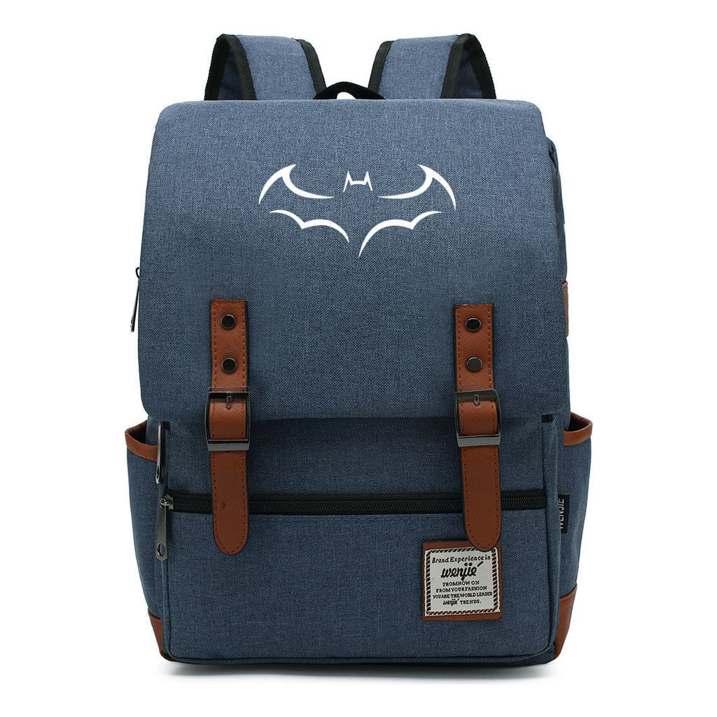 Superhero Batman Print Youth Student Backpack Casual Belt Buckle Classic Backpack