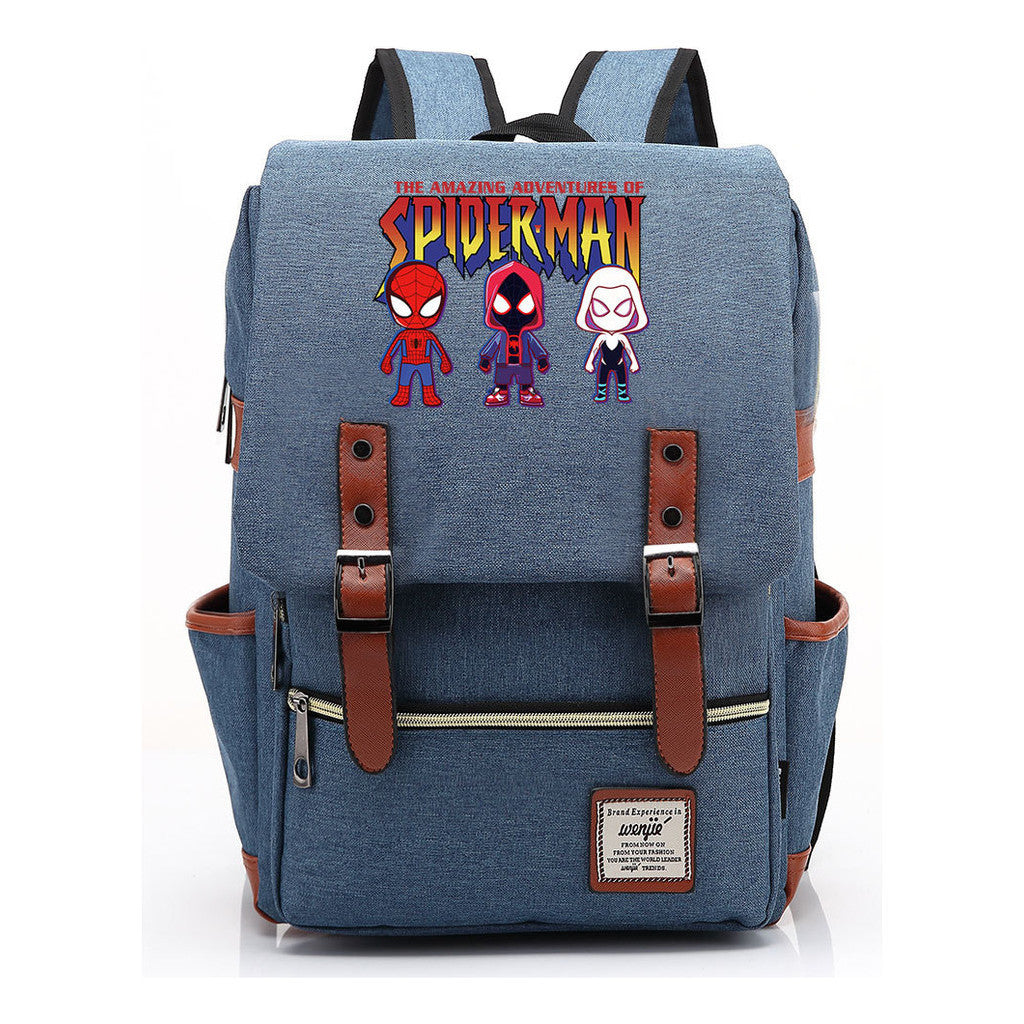Superhero Print Youth Student Backpack For Men And Women, Casual Belt Buckle, Classic Backpack