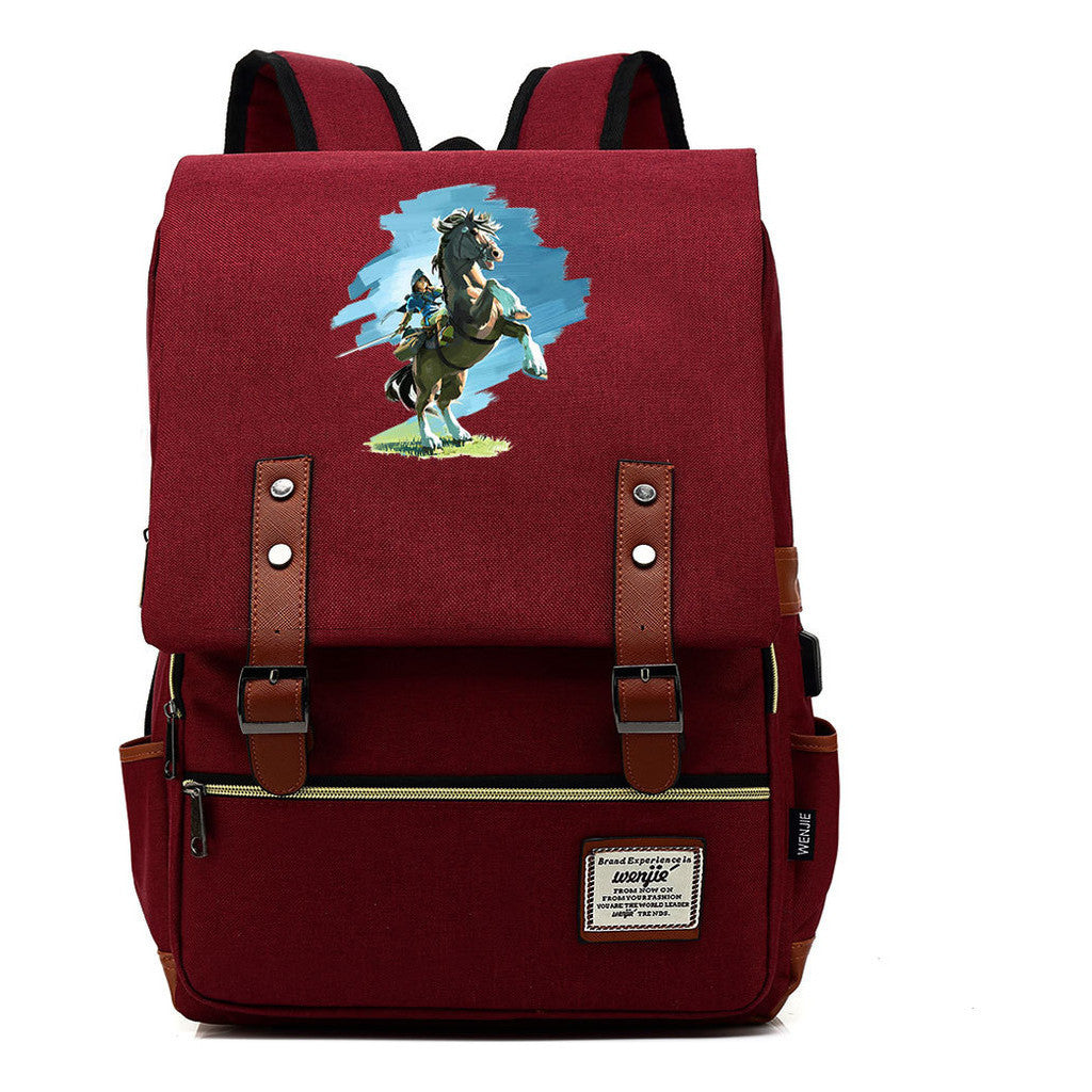 Game Zelda Kingdom Tears Print Youth Student Backpack Usb Casual Backpack