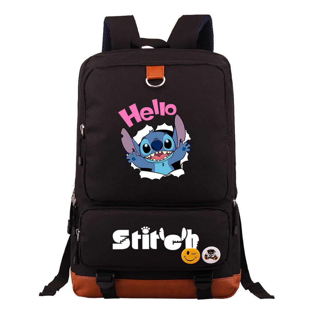 Anime Star Baby Stitch Printed Youth Student School Bag Travel Bag Backpack Travel Backpack