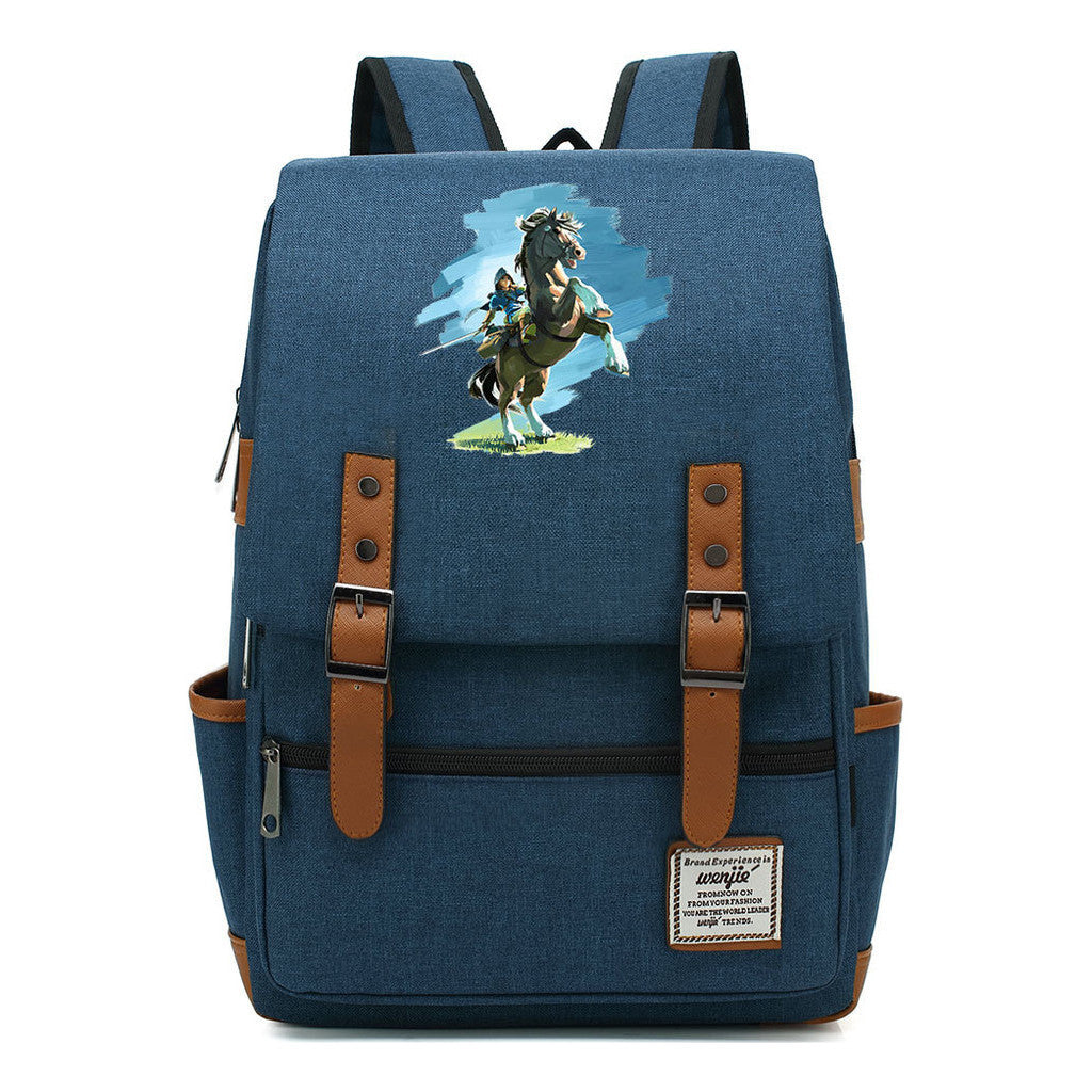 Game Zelda Printed Youth Student Backpack For Men And Women, Casual Belt Buckle, Classic Backpack