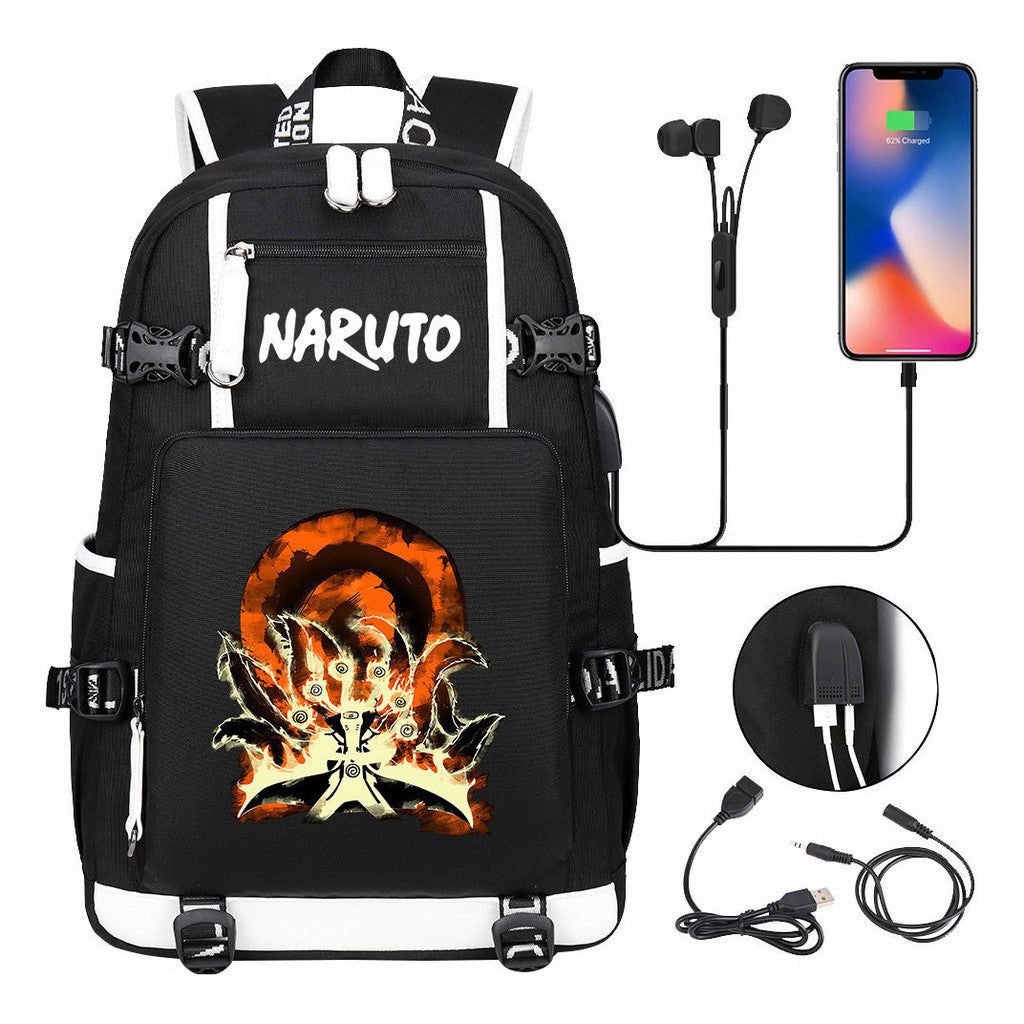 Naruto Usb Large Capacity Youth Student Backpack For Leisure Travel Backpack