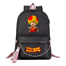 Mario Printed Usb Youth Student Backpack For Men And Women's Leisure Travel Backpack