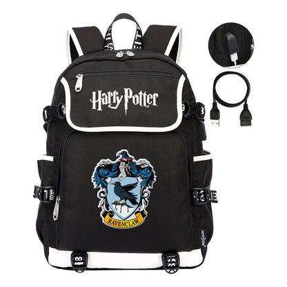 School Of Witchcraft And Wizardry Lion Print Usb Youth Student Backpack For Men And Women's Leisure Travel Backpack