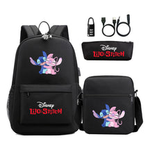 Interstellar Baby Stitch Usb Password Lock Youth Student Backpack 3-piece Set For Men And Women Backpacks
