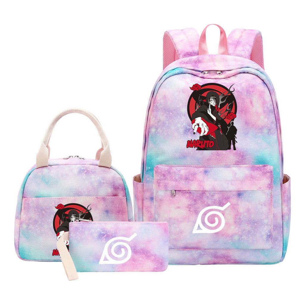Naruto Youth Student School Bag Lunch Bag Three Piece Set Backpack Set