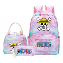 Cartoon Pirate King Student Girls School Bag Lunch Bag Three Piece Set Backpack Set