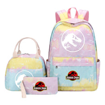 Jurassic Park Dinosaur Youth Student Girls School Bag Lunch Bag Three Piece Set Backpack Set