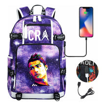 Football Star Cristiano Ronaldo Printed Youth Backpack, Backpack, Leisure Travel Backpack