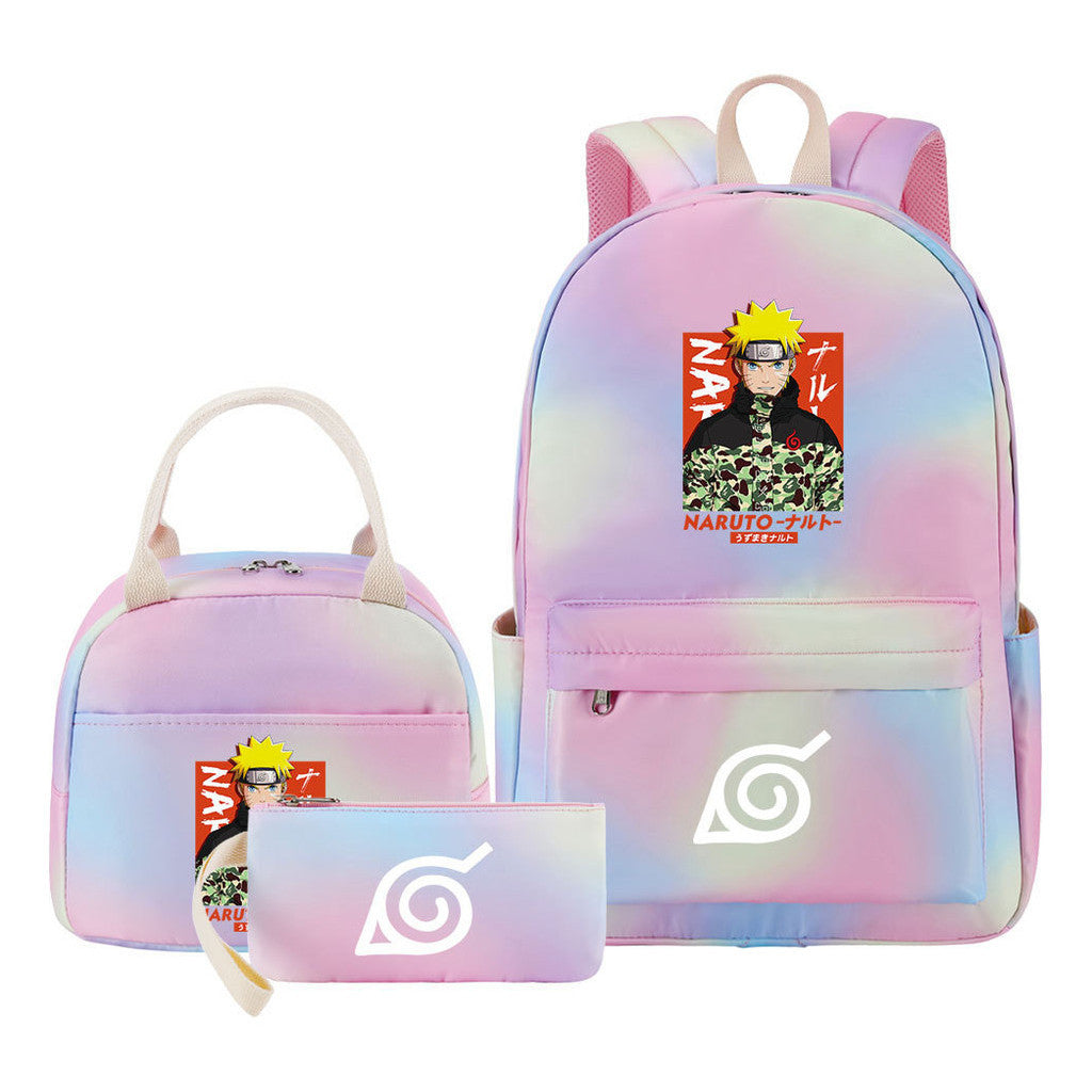 Naruto Teenage Student Girls School Bag Lunch Bag Three Piece Set Backpack Set
