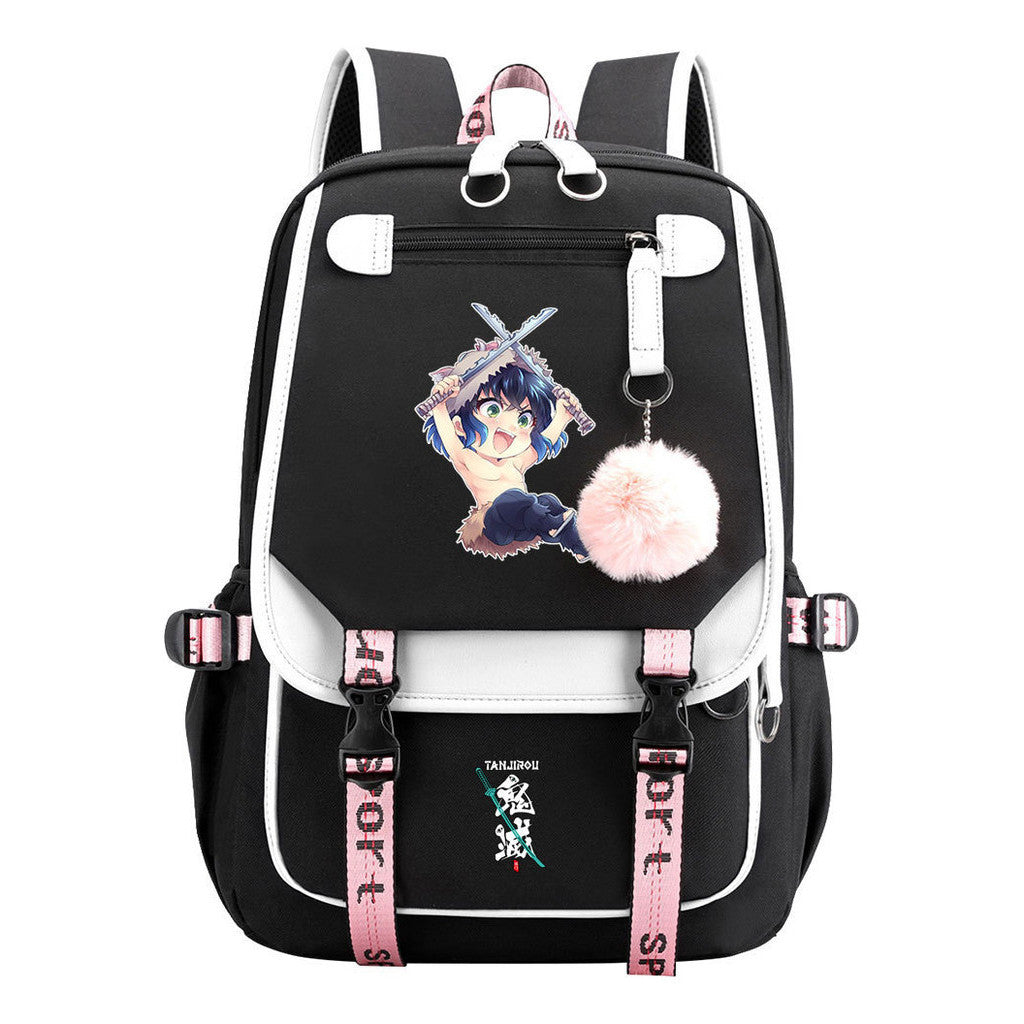 Japanese Cartoon Fashion Usb Youth Student Backpack With Casual Woven Strap Flip Back Backpack