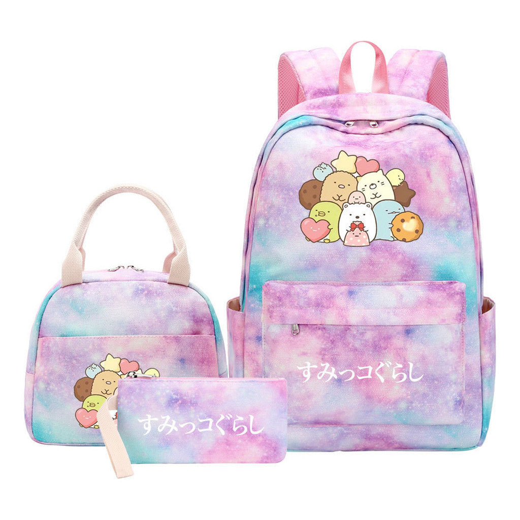 Game Corner Biology Youth Student Girls School Bag Lunch Bag Three Piece Set Backpack Set