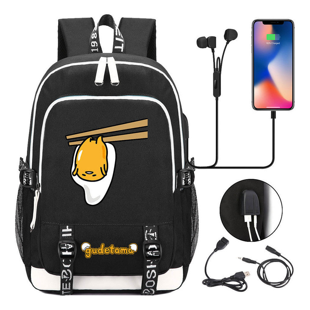 Comic Egg Yolk Lazy Egg Teenage Student Backpack Usb Boys And Girls Casual Backpack
