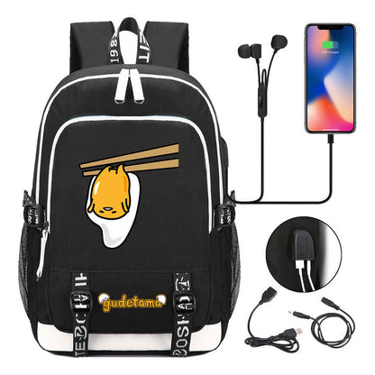 Comic Egg Yolk Lazy Egg Teenage Student Backpack Usb Boys And Girls Casual Backpack