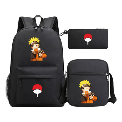 Anime Naruto Starry Sky Youth School Bag Three Piece Set For Men And Women Backpack Set