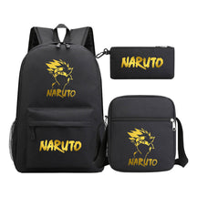 Golden Anime Naruto Starry Sky Youth Student Backpack Set, 3-piece, Men's And Women's Backpack Set