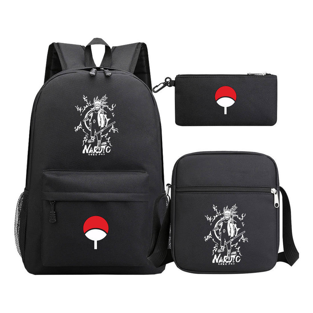 Anime Naruto Starry Sky Youth School Bag Three Piece Set For Men And Women Backpack Set