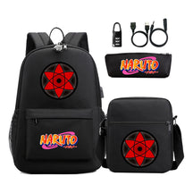Naruto Usb Password Lock Youth Student Backpack Three Piece Set Backpack Set