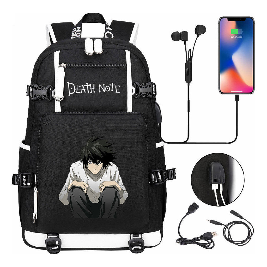 Death Note Usb Large Capacity Youth Student Backpack Men's And Women's Leisure Travel Backpack