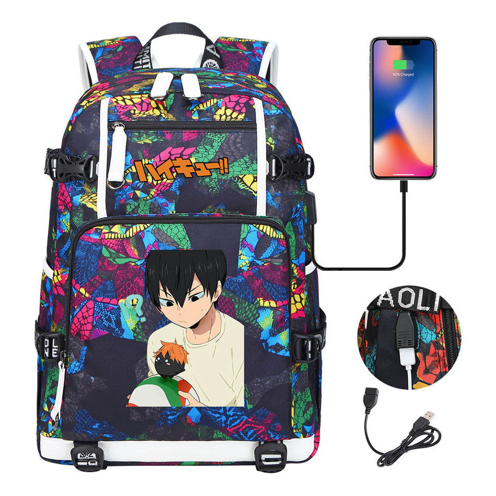 Volleyball Youth Usb Large Capacity Youth Student School Bag Men's And Women's Leisure Travel Backpack