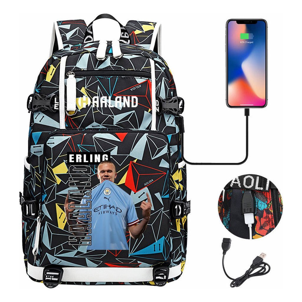 Basketball Star Harland Printed Youth Student Backpack With Large Capacity Leisure Travel Backpack