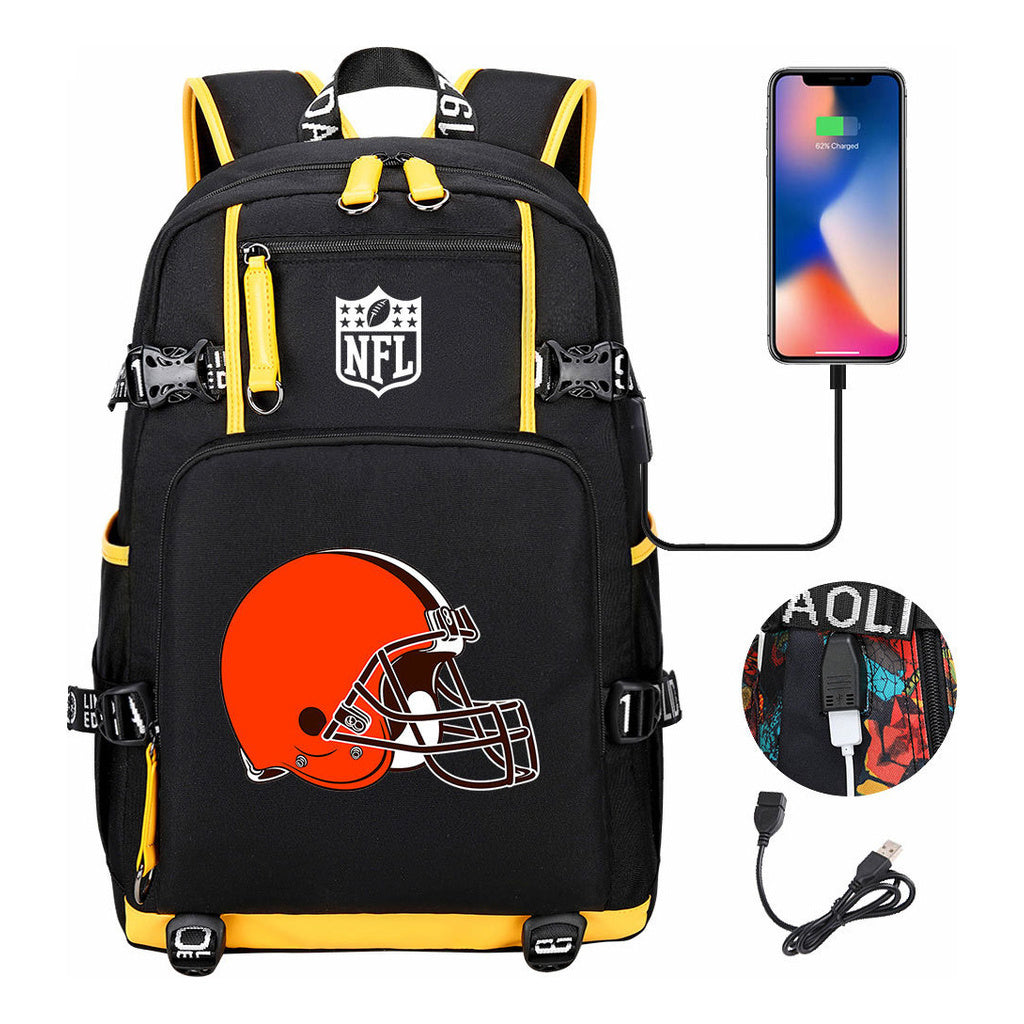 Rugby Team Printed Usb Youth Student Backpack, Leisure Travel Backpack