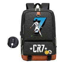 Football Star Cristiano Ronaldo Printed Usb Youth Primary And Secondary School Backpack For Boys And Girls Leisure Travel Backpack