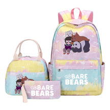 Cartoon Cute Three Bears Youth Student Girls School Bag Lunch Bag Three Piece Set Backpack Set