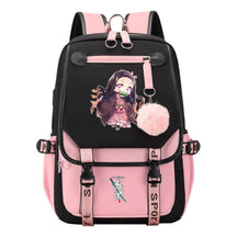 Cartoon Fashion Usb Youth Student Backpack Boy's And Girl's Leisure Ribbon Flip Backpack