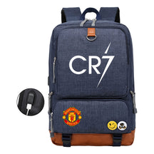 Football Star Cristiano Ronaldo Printed Usb Student Backpack For Leisure Travel Backpack