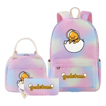 Egg Green Manga Student Girls School Bag Lunch Bag Three Piece Set Backpack Set