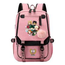 My Heroes Academy Usb Student Backpack, Casual Woven Strap Flip Back Backpack