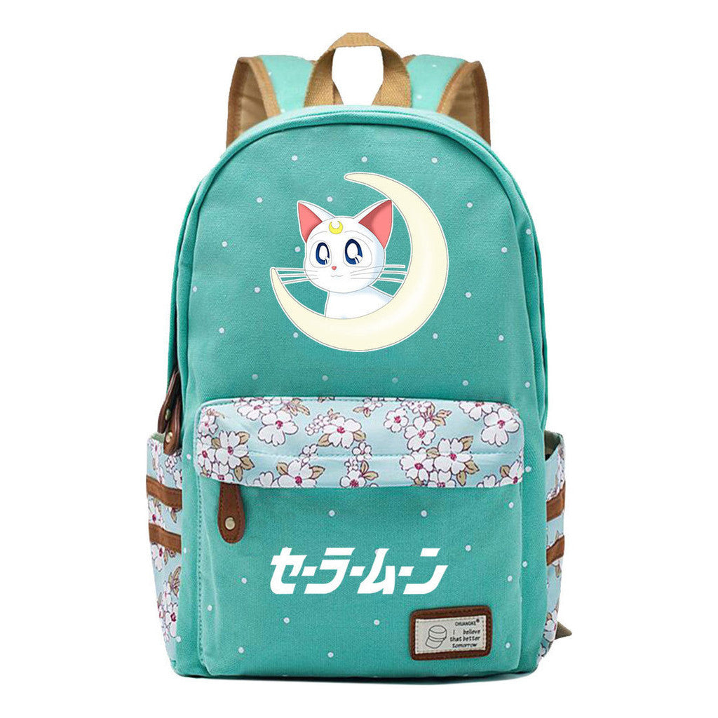 Anime Beauty Girl Warrior Student School Bag Fragmented Flower Boy's And Girl's Leisure Backpack