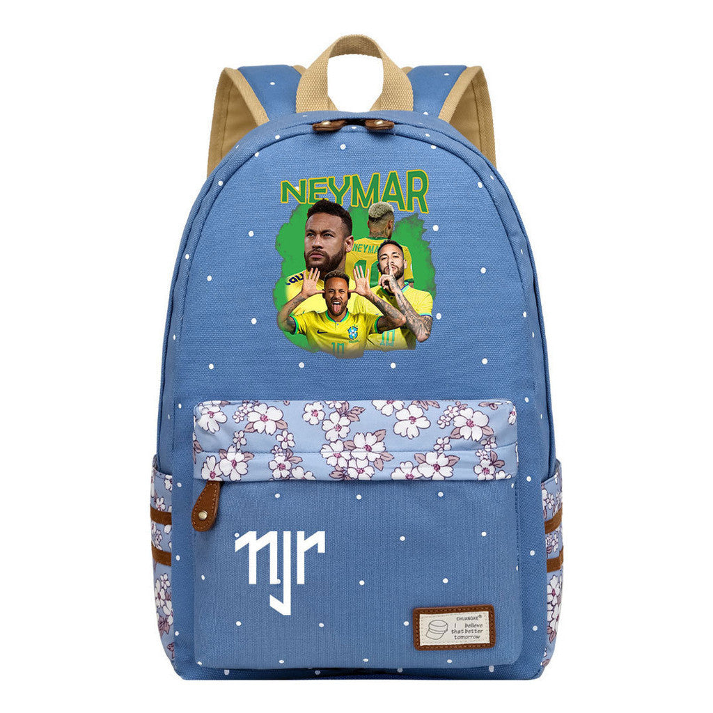 Football Star Neymar Printed Youth School Backpack For Primary And Secondary School Students, Fashionable And Casual Backpack