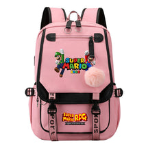 Super Mario Printed Usb Youth Student Backpack For Men And Women With Casual Woven Strap Flap Backpack