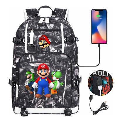 Super Mario Printed Teenage Student Backpack With Large Capacity For Men And Women's Leisure Travel Backpack