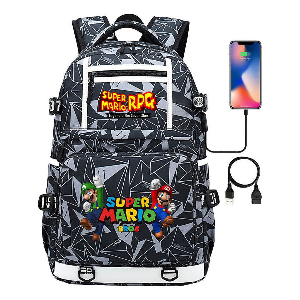 Super Mario Printed Backpack For Men And Women, Casual Travel Backpack