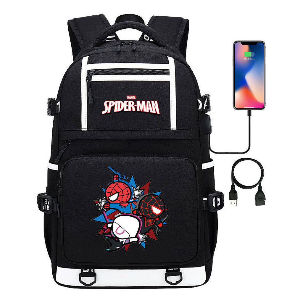 Superhero Printed Youth Student Backpack Men And Women's Leisure Travel Backpack