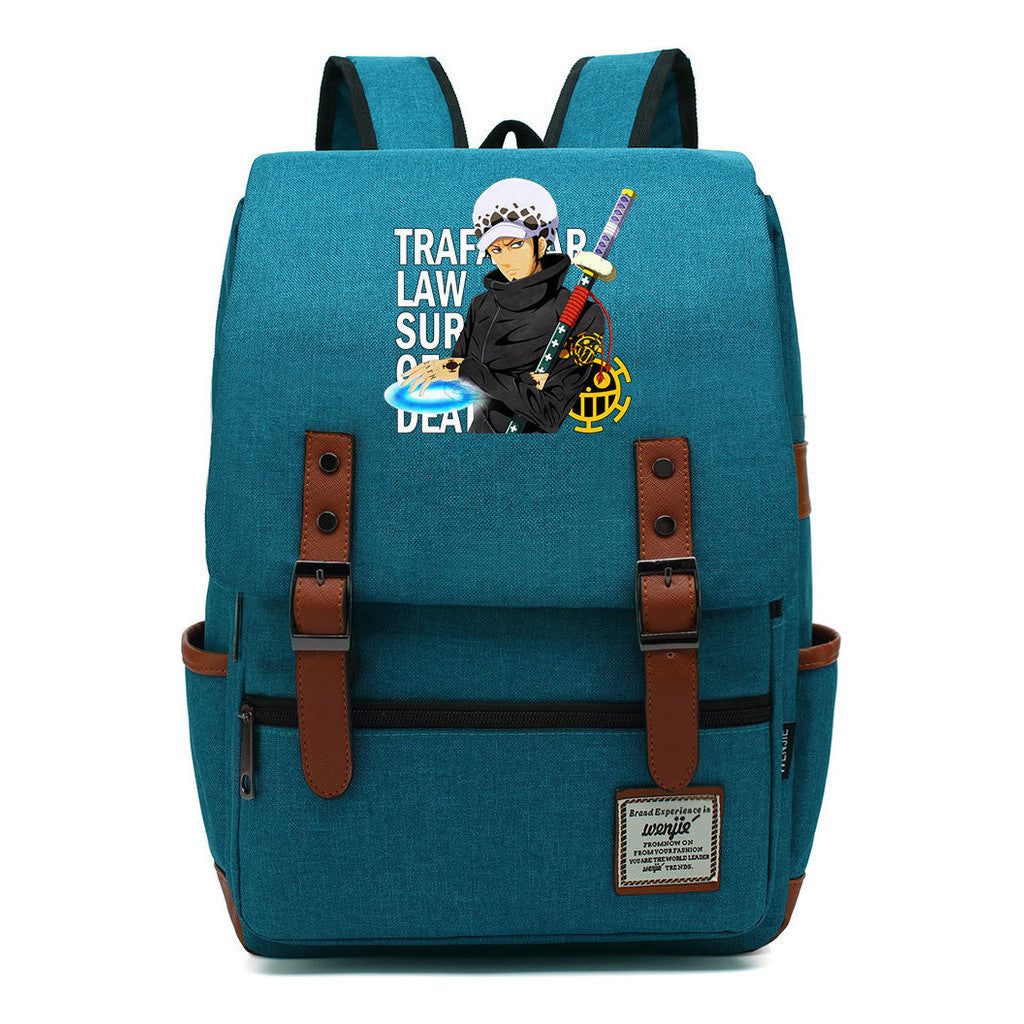 Anime Pirate King Luffy Printed Student School Bag Casual Belt Buckle Classic Backpack