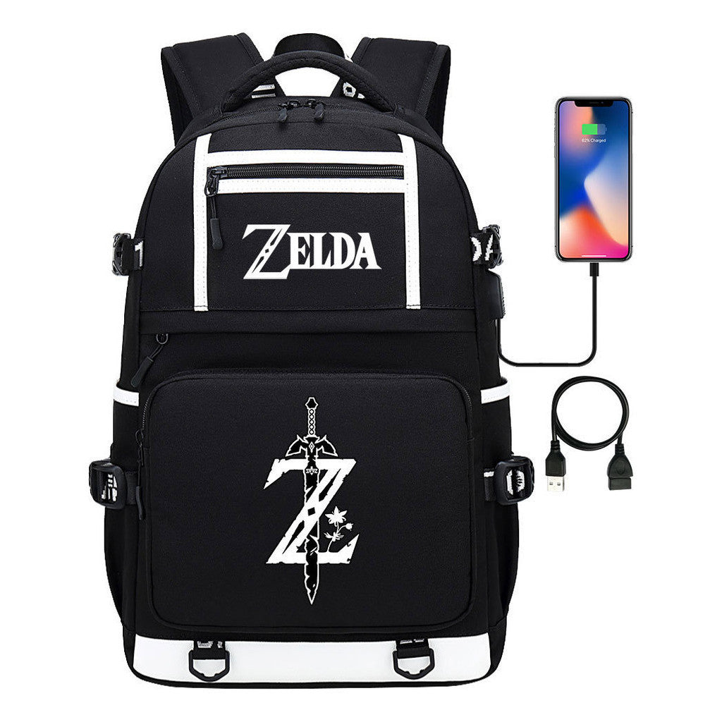 Legend Of Zelda Printed Usb Youth Student Backpack Men's And Women's Backpack Leisure Travel Bag