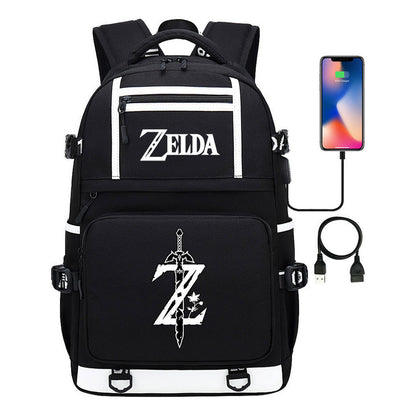 Legend Of Zelda Printed Usb Youth Student Backpack Men's And Women's Backpack Leisure Travel Bag