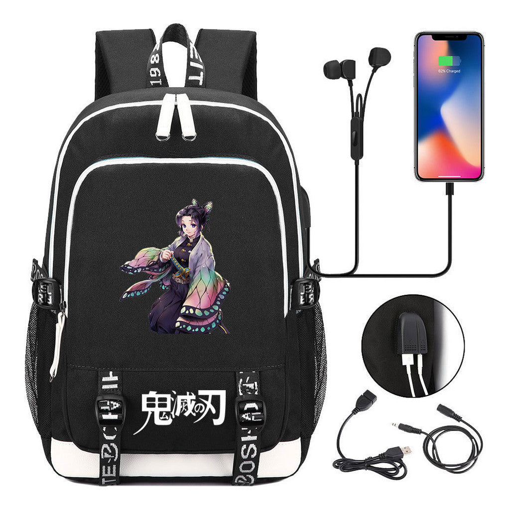 Comic Cartoon Fashion Youth Student Backpack Usb Men's And Women's Casual Backpack