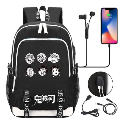 Comic Cartoon Fashion Youth Student Backpack Usb Men's And Women's Casual Backpack